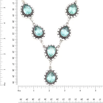 Swiss Blue Quartz Gemstone Jewelry Necklace Set 18-20'' - Image 1 of 4