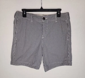 Abercrombie & Fitch Mens Navy Blue & White Gingham Check Chino Shorts Size 32 - Picture 1 of 10