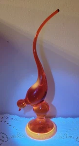 Statuina uccellino amberina vetro arte vichinga incandescente cadmio 10,75" vintage - Foto 1 di 13