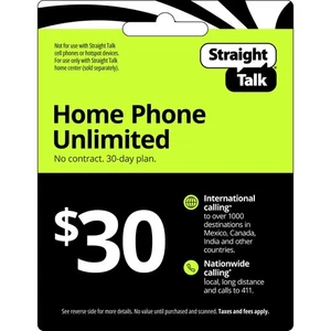 Straight Talk $30 Home Phone Unlimited International 30-Day Plan New Sealed - Picture 1 of 1