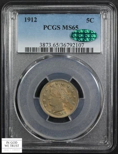 1912 Liberty V Nickel 5C PCGS MS 65 CAC - Picture 1 of 5