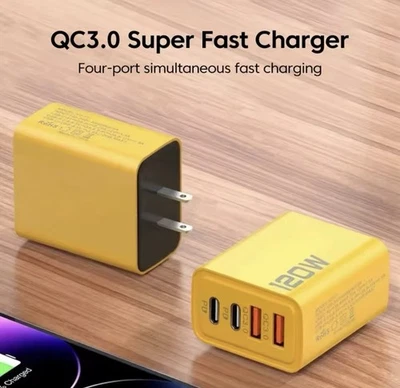 4 Ports USB C PD Charger Quick Charge 3.0 Type C USB Phone Chargers Fast Chargin - Image 1 of 4
