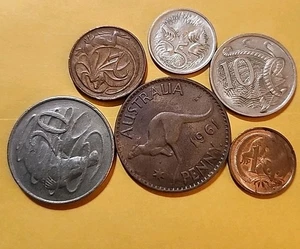 Australien, 6 Münzen Lot, 1961-1989, sechs Stückelungen - Bild 1 von 15