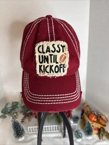 Kbethos Football Cap Womens Red White Adjustable Strap Back “Classy Until K/Off” - Picture 1 of 9