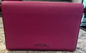 Michael Kors Leather Flap Crossbody Purse Pink *NEW* - Picture 1 of 3