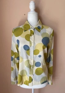 Vintage Irka Bubble Print 92% Silk 8% Spandex Button Front Blouse M/L - Picture 1 of 7