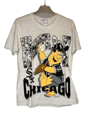 Camisa De Colección Chicago White Sox Picapiedra Doble Cara Delantera y Trasera Gráfico Foto 1 de 4