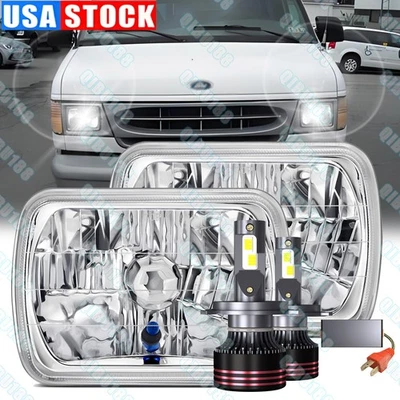 Pair 5x7" HEADLIGHTS Hi/Lo W-bulbs fit Ford E 100 E 150 E 250 E350 Econoline Van - Image 1 of 4