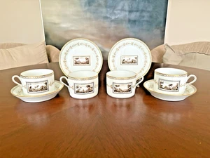 Richard Ginori 1735 Fiesole Italian Scene 4 sets of Cup&Saucer - Picture 1 of 12