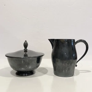 Paul Revere Silver Plate Creamer Zuccheriera Coperchio Set Wm A Rogers Oneida Patina - Foto 1 di 11