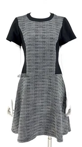 Madewell Colorblock Knit Textured Shift Dress SZ 8 Tweed Heathered Gray Preppy - Picture 1 of 12