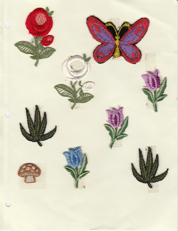Vintage Patches Flowers Butterfly Mushroom Cannibis Leaf - Image 1 of 1