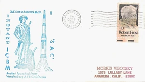 1974 Vandenberg AFB California Cancel on Cover w "Minuteman Instant ICBM" Cachet - Picture 1 of 1