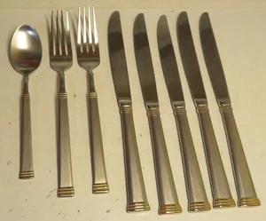 8 Pc Mixed Lot Of Satin & Gold Flatware 18/8 Cromargan WMF Stainless Silverware - Picture 1 of 13