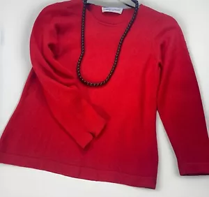 LAMBERTO LOSANI Pullover Kaschmir/Seide Gr.S Korallenrot & Schwarze Perlenkette - Bild 1 von 8