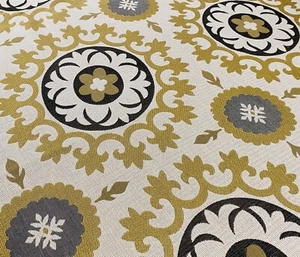 ROBERT ALLEN GEISSBLATT "ROMAN CIRCLE BK" ETHNISCHER SUZANI GEWEBTER MEDAILLON STOFF - Bild 1 von 3