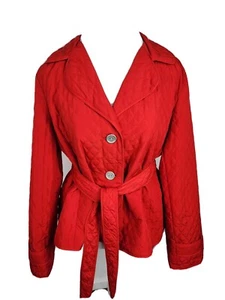 R.Q.T. Wms Sz PXL Red Color Lt Weight Quilted Belted Jacket R7 - Picture 1 of 24