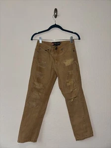 Youth Boys Southpole Distressed Cotton Jeans Pants Streetwear Khaki Green 12 - Picture 1 of 5