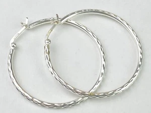 STERLING SILVER AV 925 TM Large Hoop Pierced Earrings 3.8g - Picture 1 of 7