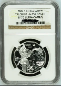 Korea, 2007, Talchum, Mask Dance, 20000 won, NGC  PF70 ULTRA CAMEO - Picture 1 of 2