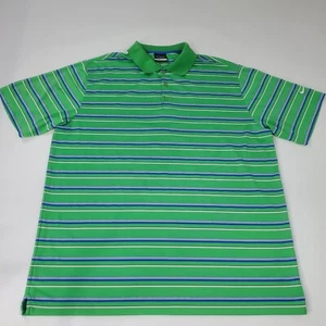 Nike Dri-Fit Golf Polo Shirt Mens XL Green Blue & White Striped Polo Shirt - Picture 1 of 10