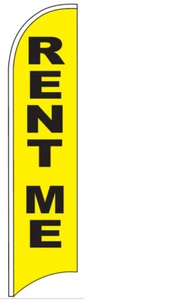 RENT ME - Letrero de bandera de plumas Swooper sin viento de 2,5 x 11,5 pies de alto - Imagen 1 de 4