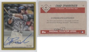 2019 Bowman Heritage Chrome Prospect Gold Refractor /50 Chad Spanberger Auto