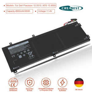 4900mAh RRCGW 0M7R96 M7R96 Akku Für DELL XPS 15 9550 Precision 15 5510 Batterie - Photo 1/12