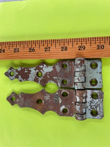 Pair Hinges Vintage Ornate Brass Barn Gate Door Hinged - PRE-OWNED Cover