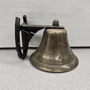 Antique Brass Wall Mount Bell Aluminum Horseshoe Mount G3 - Picture 1 of 7