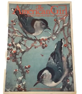 1938 The American Girl Magazine January Blue Birds Girl Scouts Lowell Vtg - Picture 1 of 5