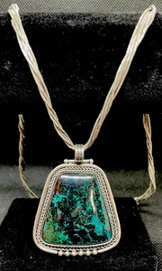 Vintage große Nachlass 950 Sterling Türkis mit 22" SS 5 Strang Röhre Halskette - Bild 1 von 4