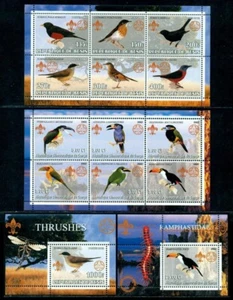 Birds,Vogel,Oiseau,Ave,Ucelli,Toucan,Thrush,Veery,Dragonfly,Millipede,4xs/s,MNH - Picture 1 of 1