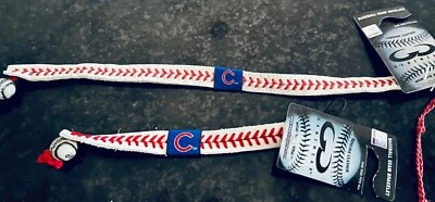 MLB Chicago Cubs Baseball Red Seam Bracelet & Necklace Gamewear White Leather - Image 1 of 4