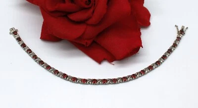 Sterling Silver CI Simulated Ruby Tennis  Bracelet  14.78g CAT RESCUE - Image 1 of 2