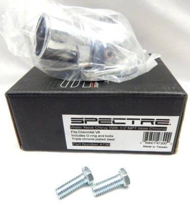 Chrome Thermostat Housing Water Neck Chevy V8 Engine 1/2" NPT Fitting - Image 1 of 2
