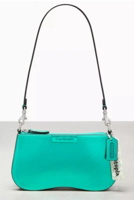💚Bolso de Hombro Coach Pequeño Ondulado - CU873 Cuero Coachtopia Verde Metálico - Nuevo con Etiquetas Foto 1 de 4