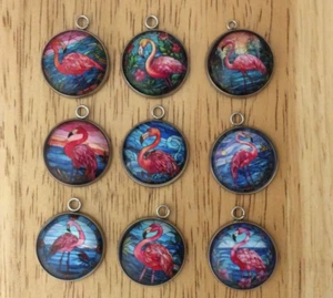 Rosa Flamingo Charms, Buntglas Stil Flamingo Charms für Schmuckherstellung - Bild 1 von 20