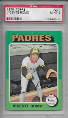 1975 TOPPS BASEBALL Vicente Romo #274 PSA 9 MINT San Diego Padres - Image 1 of 2