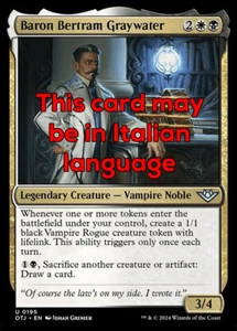 MTG BARON BERTRAM GRAYWATER FOIL EXC - BARONE BERTRAM GRAYWATER 195 - OTJ - Picture 1 of 1