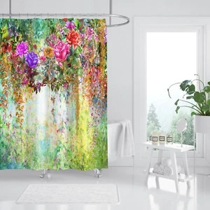 3D Blumen Garten 78 Duschvorhang Wasserdicht Faser Bad Daheim Windows Toilette - Picture 1 of 3