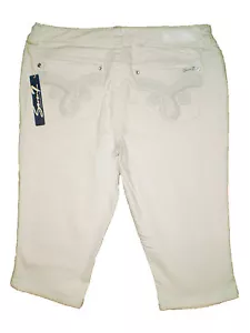 Seven 7 Premium Denim White Capris Cropped Stretch Jeans Size 14, 16 New $74 - Picture 1 of 3