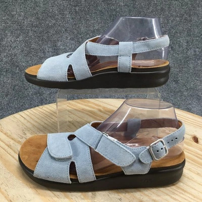 SAS Sandals Womens 9.5 Wide Huggy Slingback Light Blue Buckle Strap Casual Wedge - Image 1 of 4