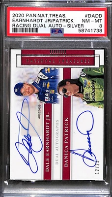 2020 National Treasures Racing Dual Auto Danica Patrick Dale Earnhardt JR PSA 8 - Image 1 of 2