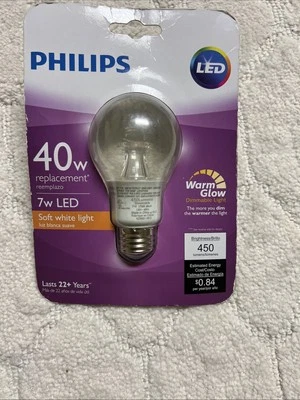 Philips 7 Watt (40W) Soft White Dimmable LED Lightbulb  NEW - Image 1 of 2