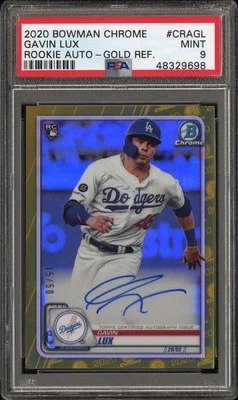Gavin Lux 2020 Bowman Chrome Rookie Auto Gold Refractor /50 PSA 9 Reds - Image 1 of 2