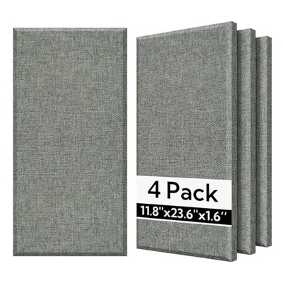  Paquete de 4 paneles de pared acústicos de fibra de vidrio, paquete de 4 paneles de pared de 11,8"" x 23,6"" 12x24 gris oscuro Foto 1 de 4