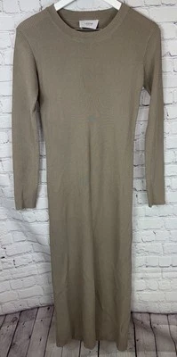 LEGOE HERITAGE Maternity Tan Long Sleeve Rib Midi Dress Size Large - Image 1 of 4