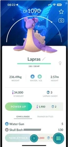 Pokemon Trade Go -Shiny Lapras ( Wearing Blanche Accessory - Mystic Themed-Trade - Picture 1 of 1