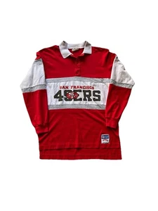Maglione rugby vintage Nutmeg Mills San Francisco 49ers con colletto taglia media anni 90 - Foto 1 di 3
